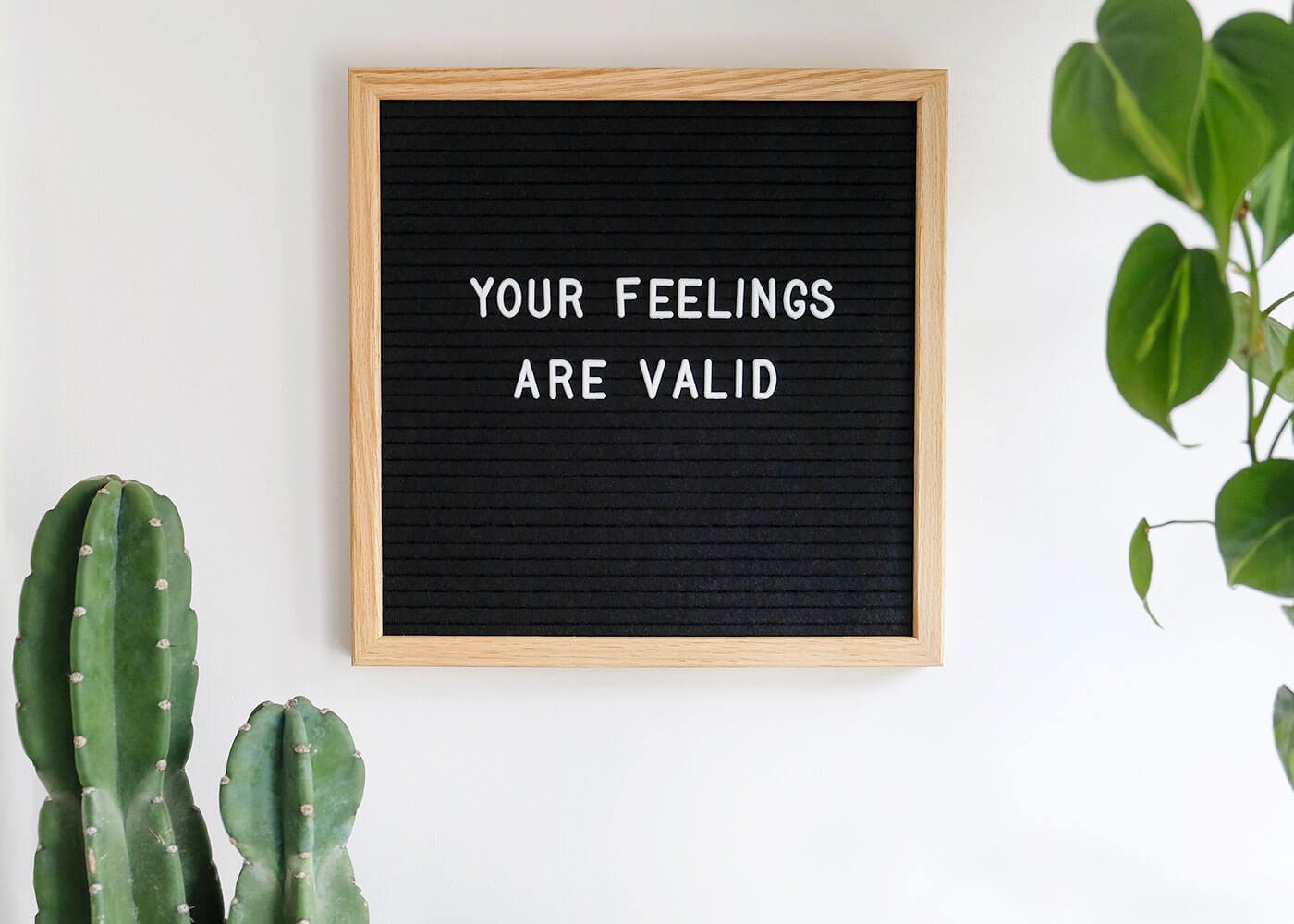 A message board that reads Your Feelings Are Valid